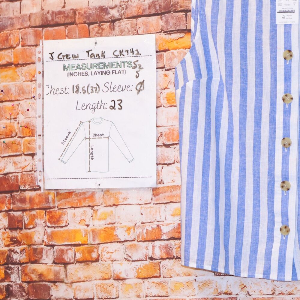 NWT J.Crew Factory Striped Linen Button-Front Tank Blue White S CK742